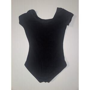 Capezio Girls Black Short Sleeve Dance Leotard Size I Intermediate 6-8
